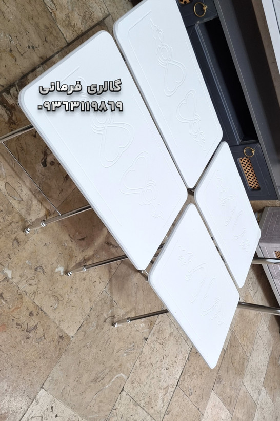 میزعسلی 4 عددی تاشو کمجا پایه فلزی و استند نگهدارنده