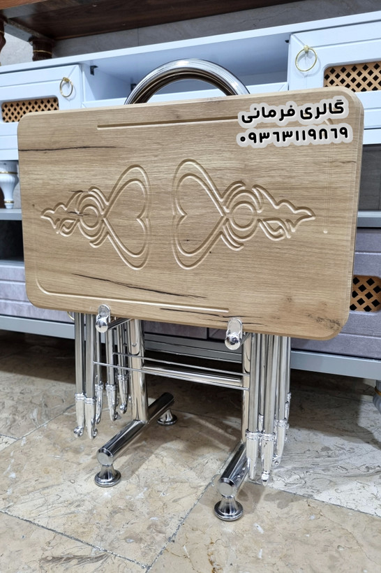 میزعسلی 4 عددی تاشو کمجا پایه فلزی و استند نگهدارنده